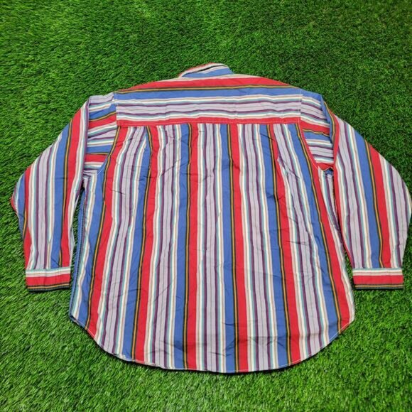 Vintage 90s Colours by Alexander Julian Striped Shirt 2XL 17 Oversized - Picture 4 of 10